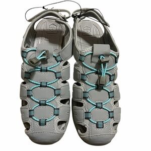 Khombu Ashley Active Sandals Womens Gray Teal Waterproof Hiking Size 10 Hiking